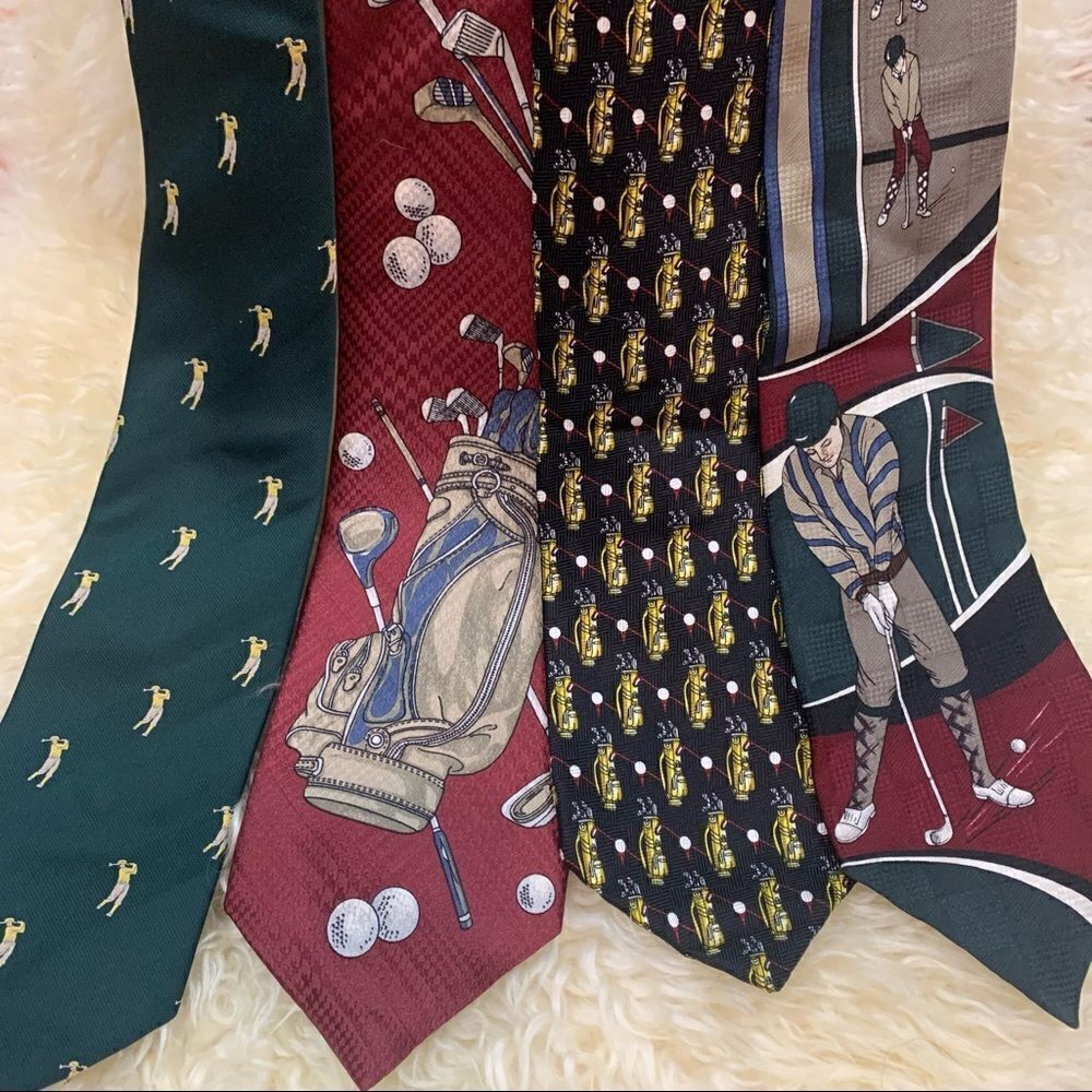 Golf themed tie lot, various brands and colors
